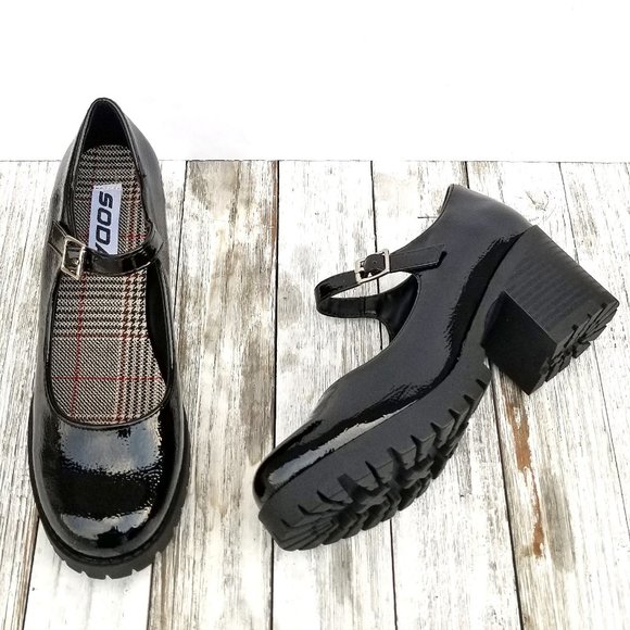 New Black Patent Platform Mary Jane Ballet Flats - Picture 3 of 3